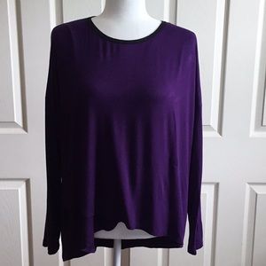 Purple Long Sleeve Tunic‎ with Asymmetrical Hem Streetwear Festival Size L